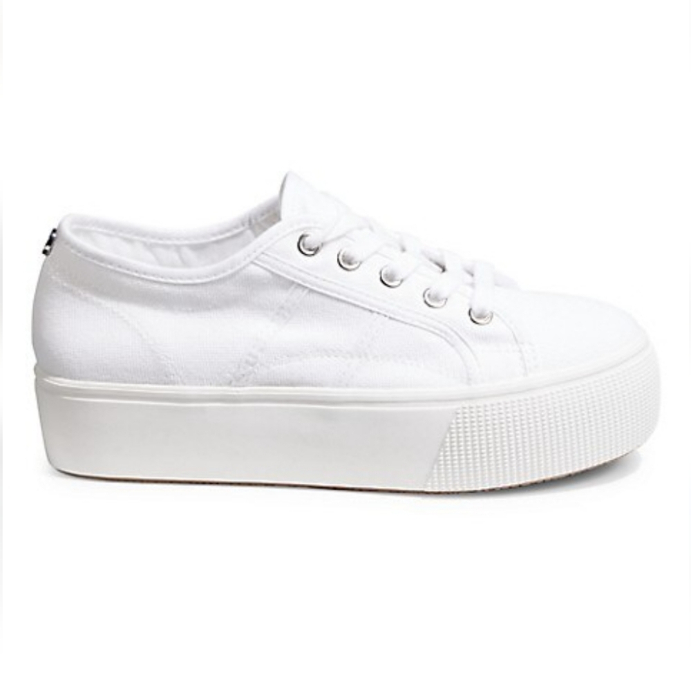 Steve madden white canvas platform sneakers